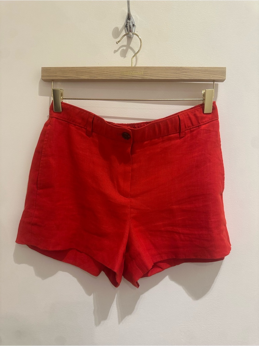 J. Crew Red High-Waist Linen  Shorts